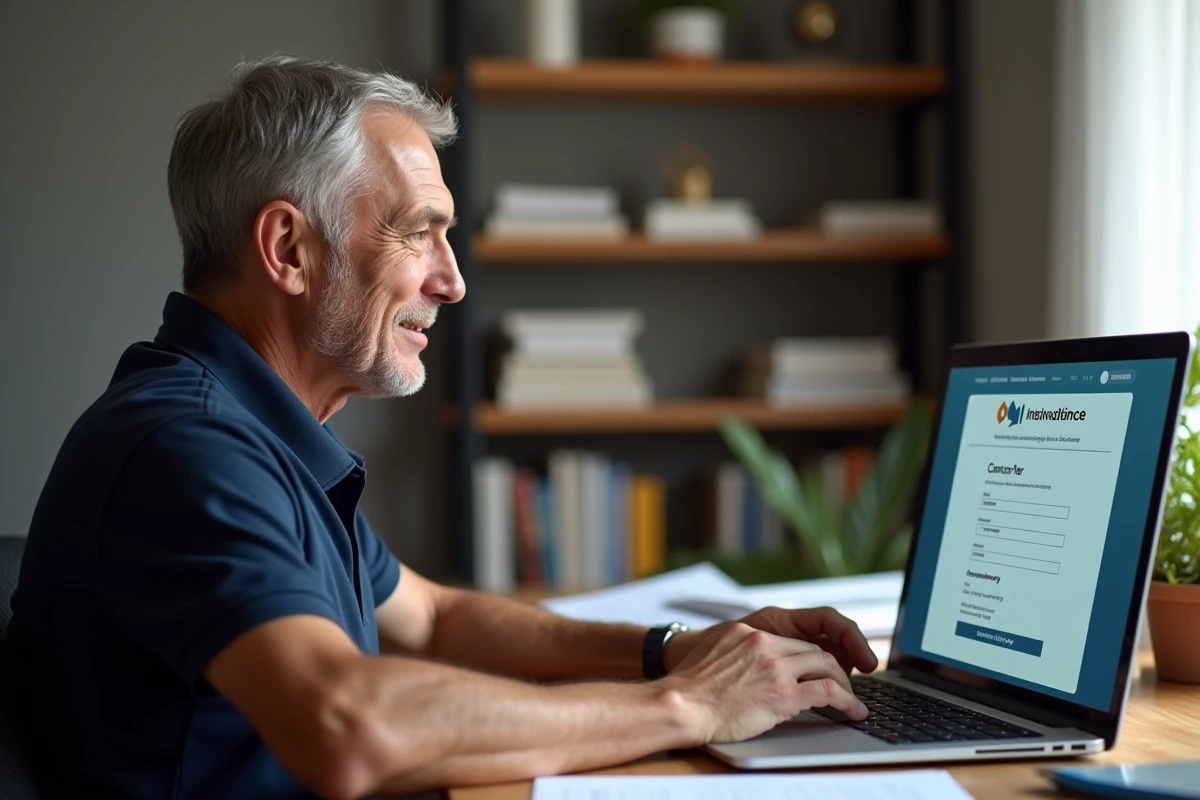 Homme confirmant la résiliation de son assurance ECA en ligne sur un ordinateur portable
