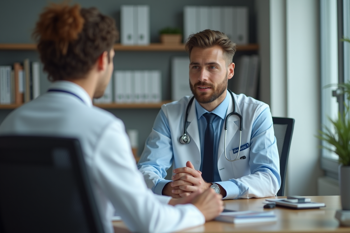 Jeune homme en discussion avec un médecin dans un cabinet