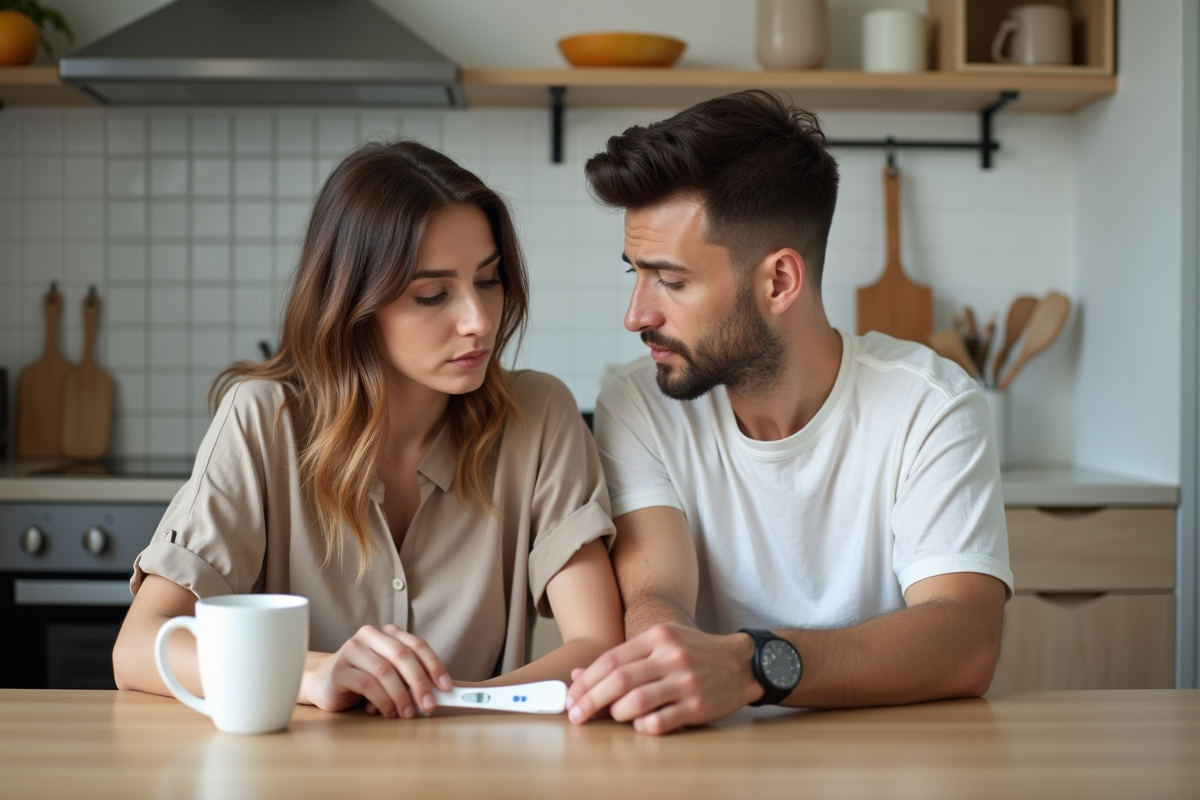 Couple discutant autour d