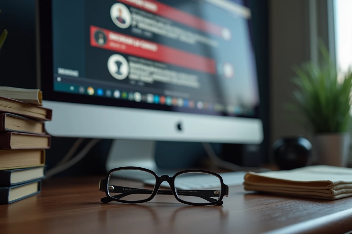 Écran d'ordinateur comparant une rumeur sensationnaliste et un site de fact-checking sérieux
