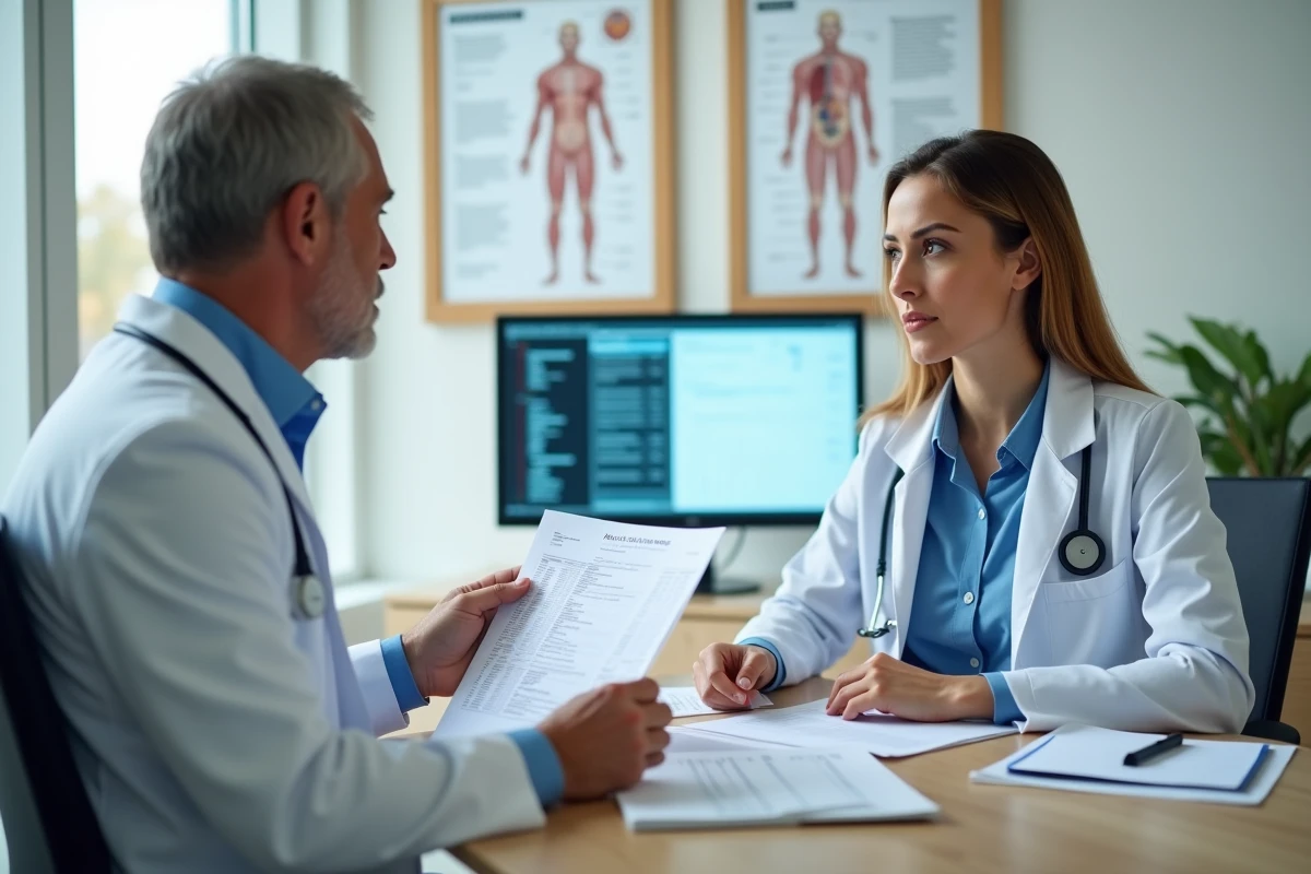 Médecin en consultation avec une femme dans un cabinet médical